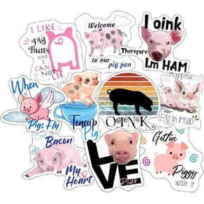 Pig Stickers - Perfect Pig Gifts for Pig Lovers, Women, Boys, Girls, Teens - Waterproof, Extra Sticky, Durable, 100% Vinyl - Work Great On Water Bottles, A Laptop, As A Car Decal, Or As Party Favors