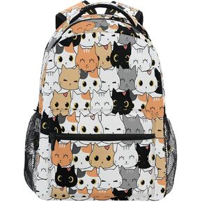 TropicalLife Cute Cats Kitten Pattern Backpacks Travel Laptop Backpack Elementary Book Bag Casual Daypack for Teen Girls Boys Women School
