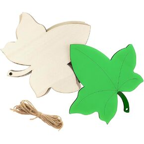 15 Pack 6 Inch Wood Ivy Leaf Cutouts - Unfinished Wooden Ivy Leaf Hanging Ornaments DIY Craft Gift Tags for Home & Party Decoration