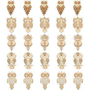 25pcs Owl Wood Chips Hanging Wooden Cutouts Cartoon Wood Cutouts Wood Cutouts Craft Wooden Owl Cutouts