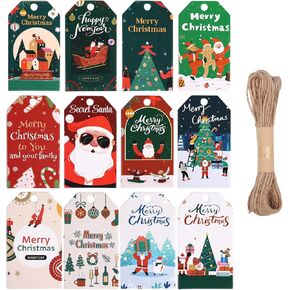 96 PCS Christmas Name Tags with String, Xmas Santa to/from Tags Label for Holiday Present Wrap (96) (Type A-96PCS) in Kuwait