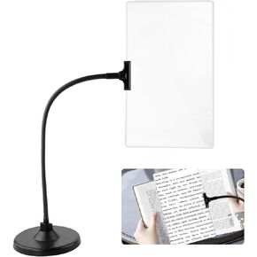 4X Magnifying Glass with Stand, 10"x6" Flexible Gooseneck Magnifying Glass, Large Page Magnifier for Reading Small Prints, Low Vision & Seniors(Black)