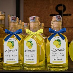 24 Pcs Limoncello Labels Christmas Limoncello Bottle Labels 2 x 3 Inches Homemade Limoncello Stickers with Ribbon for 4 oz or 8 oz Limoncello Bottles for Xmas Gifts Small Business Supplies