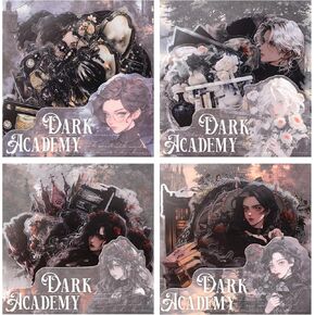 Goth Aesthetic Stickers,120 Pcs Gothic Style Die-Cut Sticker Book Vintage Halloween Scrapbook Sticker Set Transparent PET Adhesive Stickers