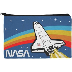 GRAPHICS & MORE NASA Logo Over Space Shuttle with Rainbow Pencil Pen Organizer Zipper Pouch Case