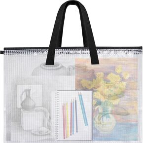 Klmnop Large Art Portfolio Bag, 34 x 47 Inch Art Portfolio Case Poster Storage Bag with Handle and Zipper, Portfolio Folder for Artwork(Clear)