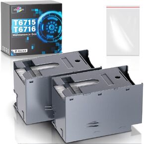 T6715 T6716 Ink Maintenance Box for Epson Workforce Pro WF-4730 WF-4740 WF-4720 WF-4734 WF-4830 WF-4820 WF-3820 EC-4020 EC-4030 WF-4833 Printers, Compatible for Epson Maintenance Box T6715 (2 Packs)