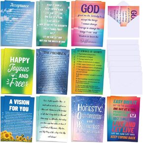 20 Pack Sobriety Greeting Card with Envelope 4 x 6 Inch Blank Assorted Recovery Encouragement Cards Sobriety Anniversary Cards Inspirational Hope Quotes for Men and Women