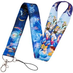 Anime Source Cinderella Princess Glass Slipper Cartoon Movie Lanyard Keychain ID Badge Holder