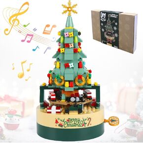 Christmas Tree Building Block Kit DIY Music Box, 360 PCS Green Gift Christmas Tree Building Set, Creative Gift for Boys, Girls, Teen, Adult.