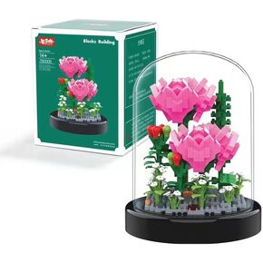 Flower Bouquet Building Set, 549PCS Pink Carnation Mini Flowers Building Blocks, Decorated Flower with Dust Cover, Mini Gift Kits for Adults, Mom Girlfriend Wife