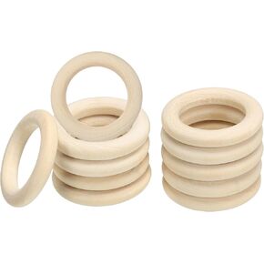 PATIKIL 35mm 1.4" Natural Wooden Rings, 60Pcs 6mm Thick Unfinished Wood Ring Wood Loop Circle for Craft Pendant DIY Jewelry Making Macrame