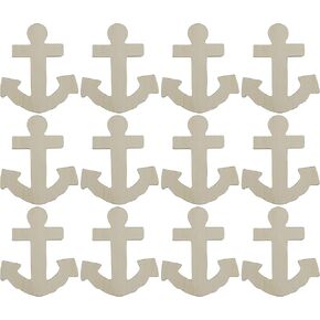 Creative Hobbies® 4 Inch Unfinished Wooden Shapes - Ready to Paint or Decorate Anchor Shape | 12 Pack