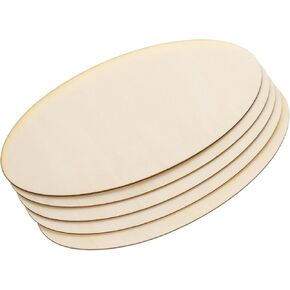 PATIKIL 120x60mm Wood Pieces, 5 Pack Unfinished Oval Wood Shapes Blank Wooden Cutouts Ornaments Natural for Christmas Party Craft Projects