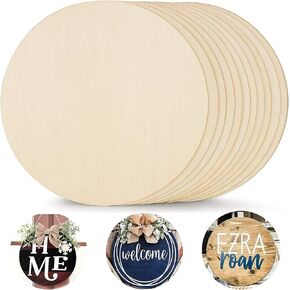 Wooden Circles for Crafts, 5 Pack 12 Inch Unfinished Wooden Rounds Wooden Cutouts for Crafts, Door Hanger, Door Design, Wood Burning