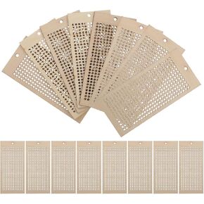 Cabilock Wooden Cross Stitch Blanks 16pcs Natural Wood Slices Rectangle Embroidery Pendant Plaque Hanging Tags for DIY Bookmark Keychain Crafts