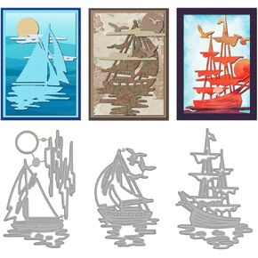 GLOBLELAND Moon and Ship Cutting Dies for Card Making Metal Die Cuts Sea Boat Cutting Dies Templates for Scrapbooking Journal Embossing Paper Craft Decor