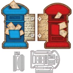 GLOBLELAND Mailbox Page Cutting Dies for Card Making Metal Die Cuts Postbox Cutting Dies Templates for Scrapbooking Journal Embossing Paper Craft Decor
