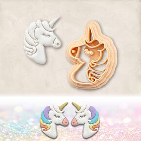 GOTO CLAY TOOLS Polymer Clay Cutter for Earring, Unicorn Cutter Set of 4 Cutters, 25 mm and 32 mm Mirrored Sets CTCMB-14