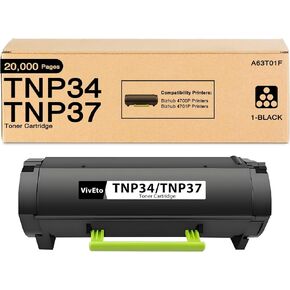 TNP-34 TNP-37 Toner Cartridge Black A63T01W A63T01F Replacement for Konica Minolta TNP34 TNP37 Toner Cartridge Works with Bizhub 4700P Bizhub 4701P Printers | 1 Pack TNP-34 Toner Cartridges