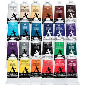 Grumbacher Academy Professional Acrylic Paint Set of 24 90ml Multi Colors - Metal Tubes - Heavy Body Professional Grade Artist Paint with Genuine and Pure Pigments - ASTM Lightfast Colors