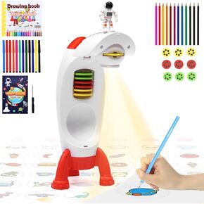 Drawing Projector for Kids Toys Ages 3-8 Tracing Drawing Projector with 24 Color Pens Smart Art Sketcher Projector Toys for 3 4 5 6 7 8 Year Old Boys Girls Gifts (Off-White)