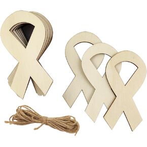 30 Pack 4 Inch Wood Ribbon Cutouts Cross Tie Crafts Unfinished Wooden Ribbon Hanging Ornaments DIY Ribbon Gift Tags for Home Party Decoration Craft Project