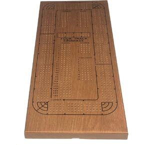 WE Games 4 Player Wooden Cribbage Board, Solid Natural Wood 4 Track Board, Plastic Pegs and Instructions, Card Games for Families and Adults