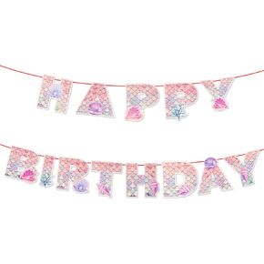 SUNAI Mermaid Birthday Decorations - Pink Mermaid Birthday Banner - Perfect for Mermaid Themed Party Supplies, Favors, Decor
