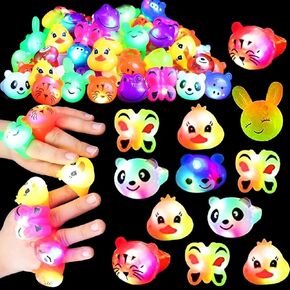 25 Pack Light Up Rings Party Favors Toy for Kids 4-8, Birthday Bag Fillers Treasure Box Toys Carnival Prizes