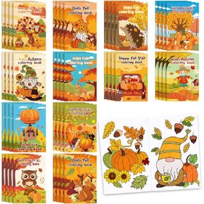 48 Pcs Thanksgiving Mini Coloring Books for Party Favors Bulk Thanksgiving Coloring Books Assorted Mini Coloring Books Small Coloring Books for Birthday Party Classroom Activity