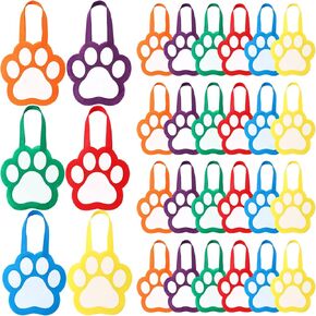 Skylety 30 Pcs Dog Paw Print Party Gift Bags Puppy Dog Party Favors 9.8 x 9.8 Inches Paw Print Non Woven Gift Bag Paw Themed Party Goody Candy Gift Bags for Dog Paw Party Supplies Decor for Kids