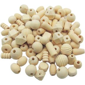 100g Assorted Natural Wooden Bead Wood Spacer Beads Unfinished Wood Loose Beads for Bracelet Necklace Jewelry Making DIY