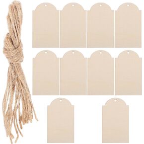 Operitacx 10 Pcs Wooden Tags for Crafts with Holes, Unfinished Wooden Bookmarks Hanging Blank Wooden Ornaments for Crafts Christmas Party Decoration