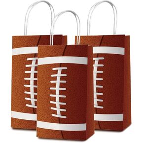 Weesdsio 12 Pack Football Candy Favor Bags, Football Gift Bags Football Paper Bags Great for Kids Football Treat Bags Theme Birthday Party Football Goodie Bags Sports Party Decoration