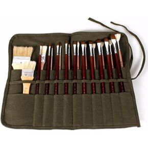 Paint Brush Holder, Roll Up Canvas Paint Brush Storage Bag with 22 Slots Roll Canvas Pouch for Wrap Holds Watercolor Oil Brush.