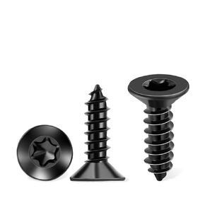 100 PCS #10 x 1-1/4" Flat Head Torx/Star Wood Screws, 18-8 (A2) Stainless Steel, Full Threaded & Black Coated for Durability, T25 Drive Bit Included, No.10 X 1.26 Length Multipurpose Screw by TPOHH