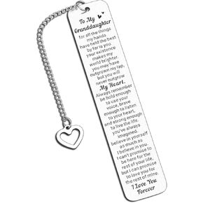 Granddaughter Gifts from Grandma, Stocking Stuffers for Teen Girls, Metal Bookmark Inspirational Gifts, Book Marks for Reading Kids, to My Granddaughter Christmas Bookmark, Christmas Birthday Gifts