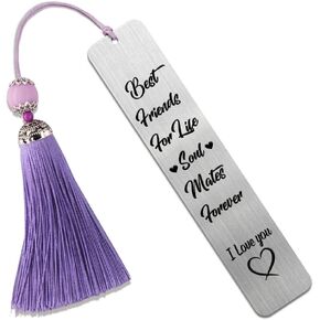 DYJYBMY Best Friends for Life Soul Mates Forever Engraved Metal Bookmark, Best Friend Gifts for Women Book Lover, Funny Friendship Gifts for Friend Sister BFF, Friend Birthday Gifts