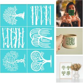 Tree Screen Printing Template 8.5 x 11 inch Tree of Life Self-Adhesive Silk Screen Printing Stencils Forest Pattern Mesh Transfer Stencil Reusable for Printing Card Making on Wood Clothes