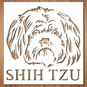 Shih Tzu Stencil | Reusable Dog Dogs Stencils for Painting on Wood, Glass, Wall, Rock, Fabric, Walls, Canvas, Glassware, Spray Painting, Airbrushing | Dog Stencil (10""x 10""), Milk White