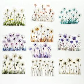 20 pcs PET Transparent Flower Floral Stickers Decals Bulk Aesthetic for Journaling Crafts Cars Envelopes Water Bottles Cups Windows Tumblers Planner Scrapbooking Resin Glass