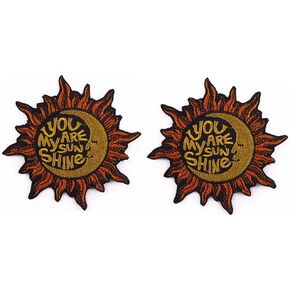 Compatible with Sun Moon You are My Sun Shine Patch Embroidered Applique Iron On Sew On Emblem for Outdoor Sport 2 Pcs