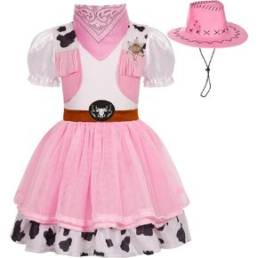 Deluxe Cowgirl Costume for Girls Halloween Western Rodeo Dress Up Outfit Role Play Party for Kids 3-10 Years