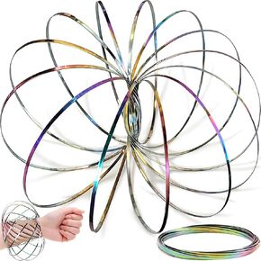 سوار Jishi Flow Ring Fidget Spinner للأطفال والكبار، ألعاب حسية لتخفيف التوتر للأولاد والبنات، سوار دوار من الفولاذ المقاوم للصدأ، ذراع حلزوني بذراع قوس قزح سحري، هدايا للأطفال 8-12 3-5