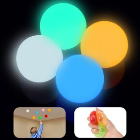 Invoibler 8 Pack Sticky Ceiling Balls, Sticky Balls That Stick to The Ceiling, Stress Anxiety Relief Toys Glow in The Dark, Autism & ADHD Toys, Party Favors Fidget Toys, for Kids and Adults