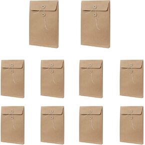 10 Pack B5 Kraft Paper Envelope File Bag Portfolio Project Expandable Document Wallet Vertical Bill Clothes Shorts Holder Storage Pocket Organizer with String Button Closure