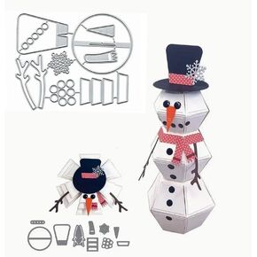 Christmas Pop-Up Surprise Ball Snowman Metal Die Cuts,Merry Christams Snowman Snowflake Cutting Dies Cut Stencils for DIY Scrapbooking Decorative Embossing Paper Scrapbooking Card Making