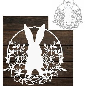 Happy Easter Rabbit Metal Die Cuts,Animal Rabbit Flower Leaf Bunny Frame Cutting Dies Stencils DIY Crafts Cards Cuts for DIY Embossing Card Making Photo Decorative Paper Dies Scrapbooking