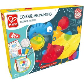 Hape Color Mix Painting - Activities and Art Supplies for Kids with Paint Set, Art Brushes, Paint Palette, Color Wheel, Binder Clip and A3 Activity Book - Art Kit for Children Ages 4 and Up